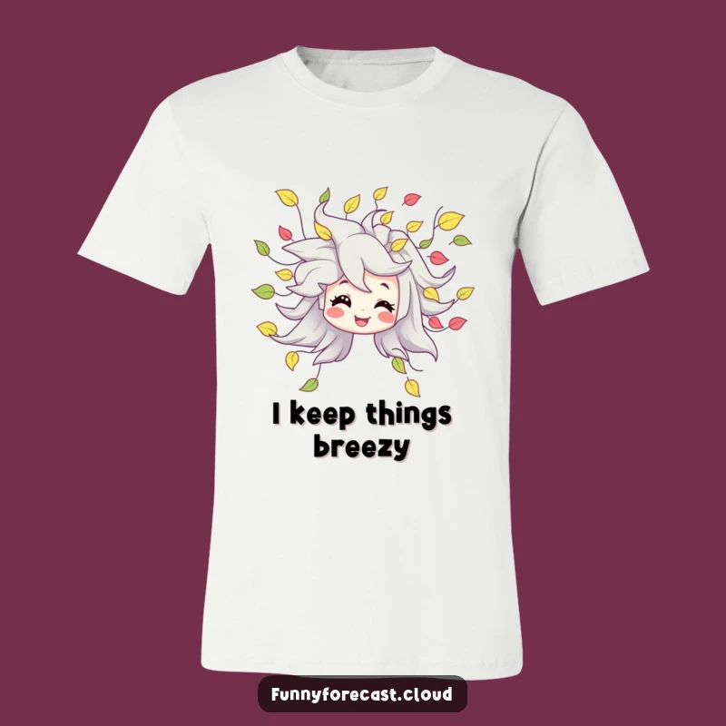 Funny T-Shirt: Smiling Wind Character's Leafy Cascade for Ultimate Comfort & Style