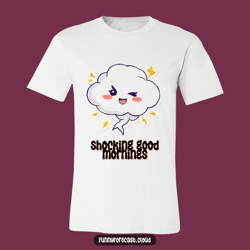 Funny T-Shirt: Winking Thundercloud Character's Playful Lightning Strike Design