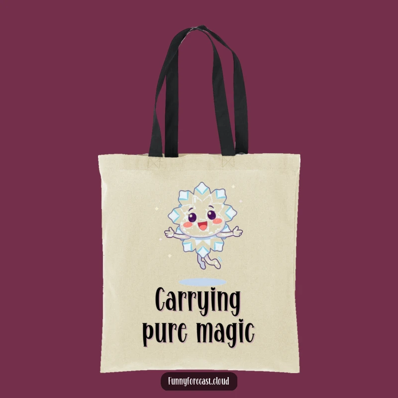Funny Tote Bag: Snowflake Character's Twirl for Carrying Sparkly Essentials