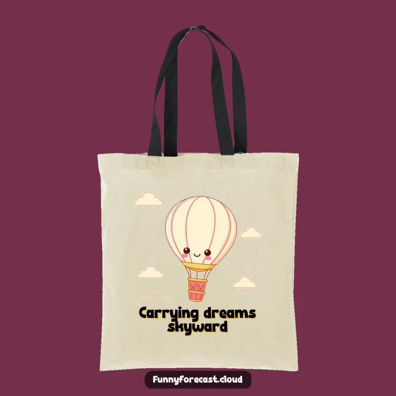 Funny Kawaii Hot Air Balloon Tote Bag: Whimsical Floating Character Carryall, Perfect Funny Gift