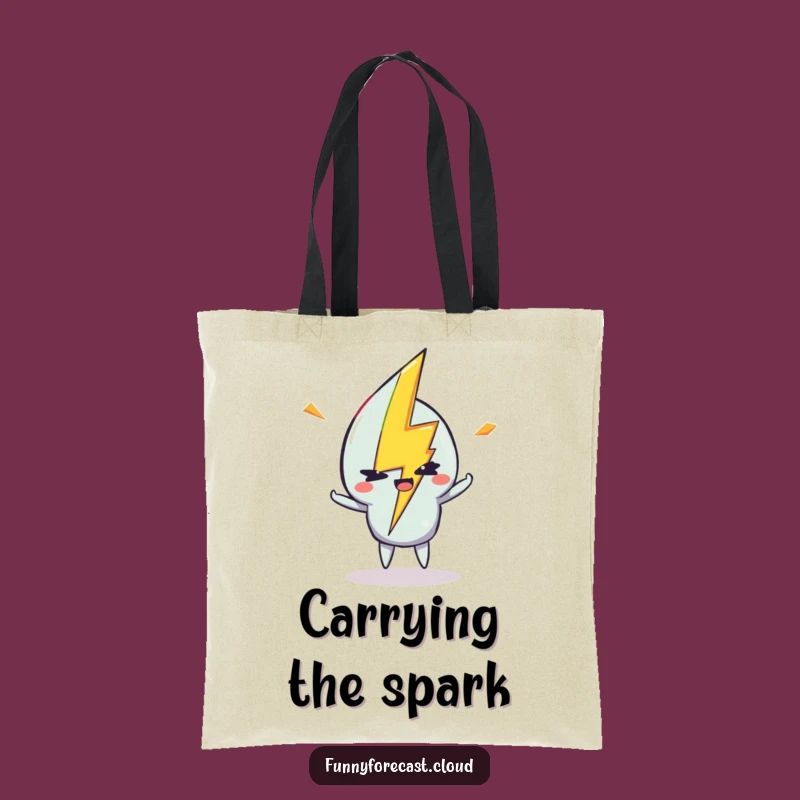 Funny Lightning Bolt Wink Tote Bag: Carry Your Spark with Style