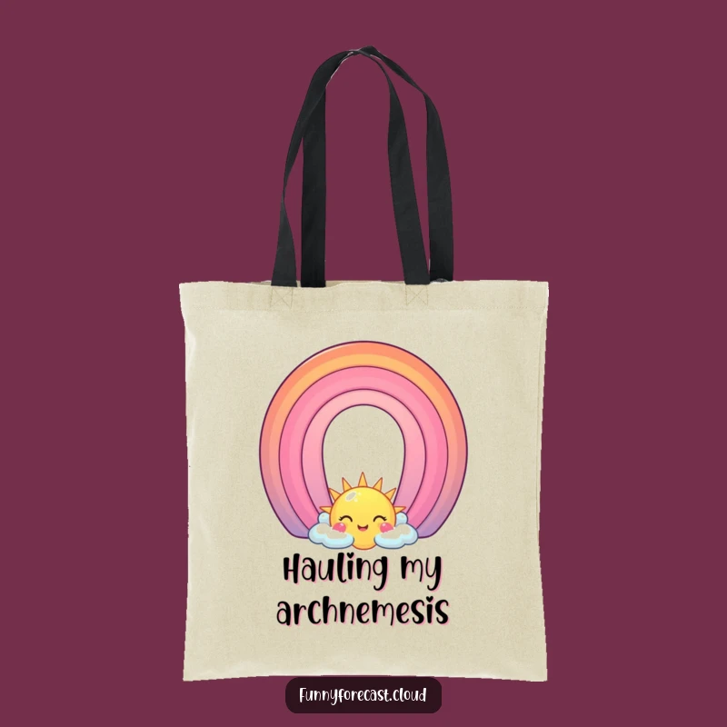 Funny Sun & Rainbow Arch Tote Bag: Carry Your Joy On-the-Go